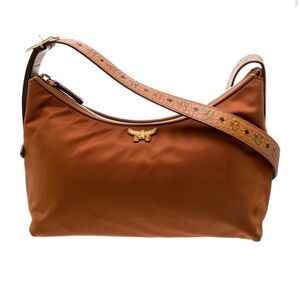 MCM CROSSBODY, brown with gold accent